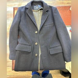 Women’s Burberry Camel-wool Navy knee length coat. Size medium